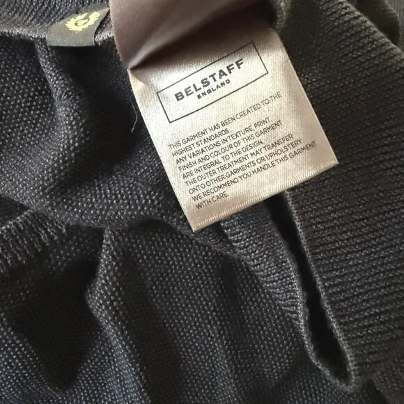 mens size‎ XXL navy blue virgin wool Belstaff sweater jumper seedstitch